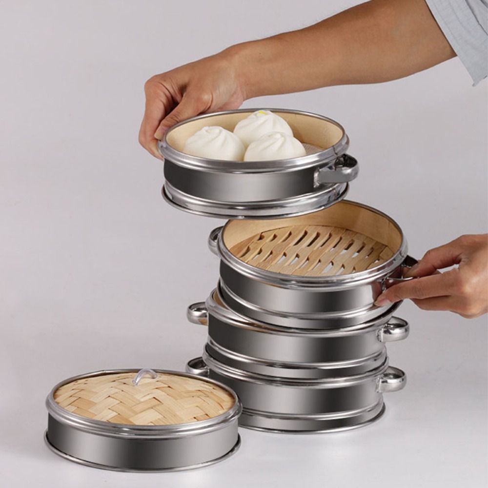 Bao Steamer Bamboo - Round Dim Sum Cooking Tool Stainless